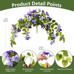 Faux Bougainvillea Artificial Flowers Plants for Outdoor Spring Summer Decoration, 2 Pcs Fake Silk Flower Outside UV Resistant Realistic Long Trailing Vines for Home Porch Patio Balcony Yard(Purple)