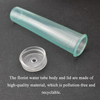HAHIYO 60PCs 2.8X0.7Inch Transparent Green Plastic Floral Tubes Floral Water Tubes Flower Vials with Silicone Cap for Plants Fresh Flowers Arrangement Decoration Milkweed Cutting Florist Supplies