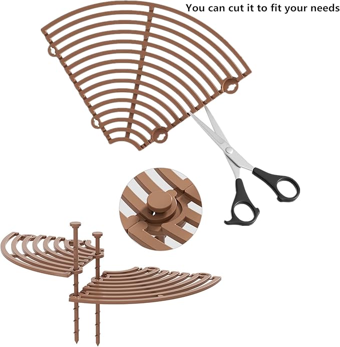 6 Pcs Plant Pot Grid Soil Protector Covers, 11.8" Cuttable Plant Protector Flower Pot Grid from Animals Cat Digging Stopper Plant Pot Cover with Stakes for Plant Gardening(6PCS Brown)