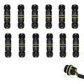 Waterproof Electrical Cable Connector,NineLeaf 12PK 3-PIN M20 Extension Electrical Cable Protector for Cable Diameter Ø5-12mm,Outdoor Power Cable Connector Joint for Garden,Water Pond Lights, Black
