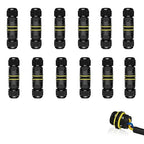 Waterproof Electrical Cable Connector,NineLeaf 12PK 3-PIN M20 Extension Electrical Cable Protector for Cable Diameter Ø5-12mm,Outdoor Power Cable Connector Joint for Garden,Water Pond Lights, Black