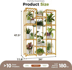 Bamworld Bamboo Plant Stand Indoor Hanging Plants Shelf for Multiple Plants Pots, Tall Large Flower Holder for Living Room, Patio, Balcony, Garden Nature Color