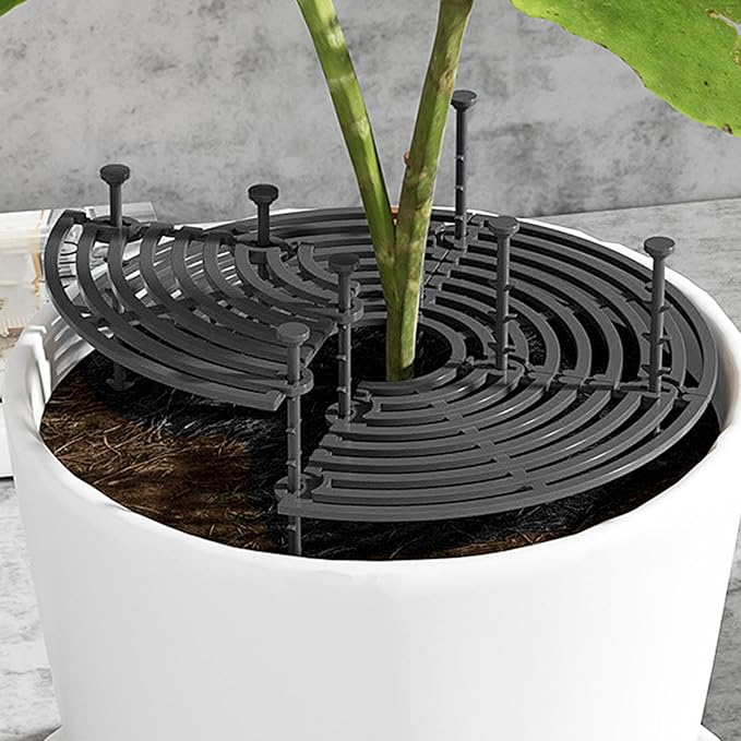 Plant Pot Cover, 2PCS 20 inch Round Hollow Plastic Planter Cover with Stakes, Adjustable Flower Protector Cat Digging Stopper for Indoor Outdoor Plant Covers from Animals