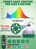 Apipi Seed Starter Tray with Grow Light & Heat Mat- 6 Pack 72 Cell Durable Easy Use Seed Starter Kit for New Gardener, Rapid Seedling Germination Kit with Humidity Domes for Plant Growing Propagation