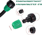 33 FT 1/2 Inch Drip Irrigation Tubing Main Line Hose Tube 1/2''PVC Garden Irrigation Tubing (OD:16mm,ID:12mm) with Drip Connector (Ends Plug,Hose Adapter) for Garden Drip Irrigation System