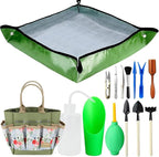 G GOOD GAIN Garden Succulent Kit with Organizer Bag, 15Pieces Succulent Tools, Indoor Mini Hand Gardening Tools Set with Carrier for Bonsai Planter Miniature Fairy Planting Care(Rose)