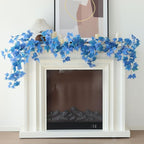 mizii 2 Strands Artificial Vines Blue Ivy Garland 74" Fake Vine with Silk Leaves Faux Hanging Plants Greenery Decoration for Outdoors Wedding Party Indoor Bedroom Home Wall Room Decor (Blue)