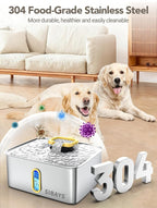 SIBAYS 4Gal/15L Stainless Steel Large Dog Water Fountain, Ultra Quiet Automatic Pet Water Fountain, Dog Water Bowl Dispenser with Water Level Window and LED Light, Easy to Clean(FS78, Silver-Yellow)