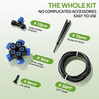 HIRALIY 50FT Garden Drip Irrigation Kit, Automatic Watering System with 5-Way Connector, Quick Connectors, Adjustable Drippers, Raised Bed, Patio
