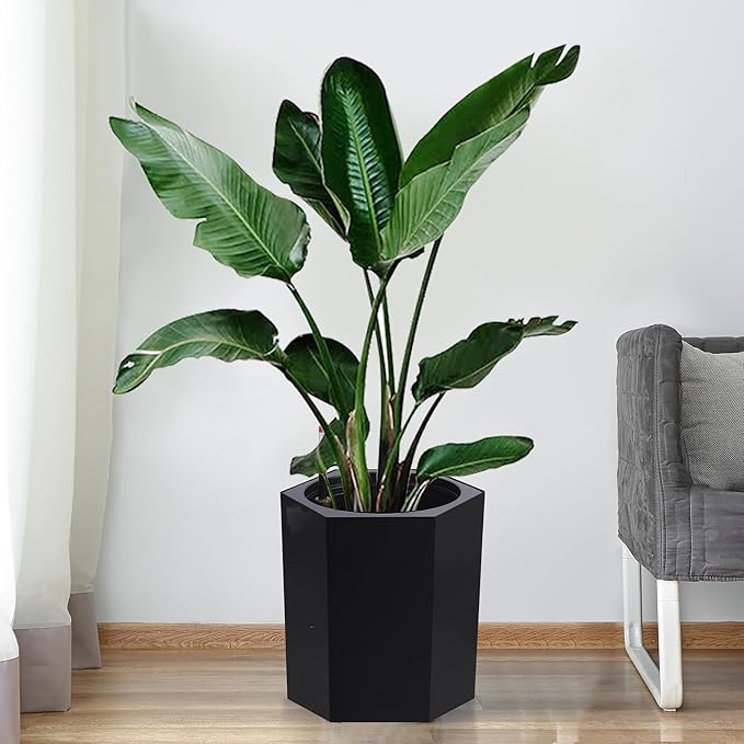 16in Flower Pot Set of 2, Self Watering Planters for Indoor Plants with Water Level Monitoring, Water Outlet for Garden Plant Pots, Patio, Balcony, Lounge, Front Porch Decor