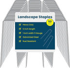6 Inches Galvanized Garden Staples, Metal Tent Stakes, Heavy Duty U-Shaped Pins and Landscaping Staples for Sod Anchoring Landscape Fabric Irrigation Tubing,Halloween Decorations (50, Silver)