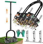 Bigwish 2-in-1 Lawn Aerator Tool with Interchangeable Spike & Plug Core Heads, Manual Lawn Aerator with Adjustable Handle, Heavy Duty Yard Aerator for Soil Loosening Lawn Care Garden Yard