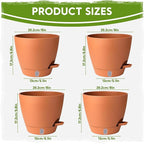 8 Inch Self Watering Pots for Indoor Plants, Plastic Planters with Deep Reservoir & Drainage Holes, Flower Pots for Monstera, Snake Plant & Peace Lily, Worry-Free Vacation Care (Terra Cotta, 8 inch)
