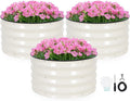 INNO STAGE 3 Pcs Round Galvanized Raised Garden Bed — 2×2×1ft Planter Box Outdoor Raised Beds Kit for Gardening Vegetables, Fruits, Herbs, and Flowers, White