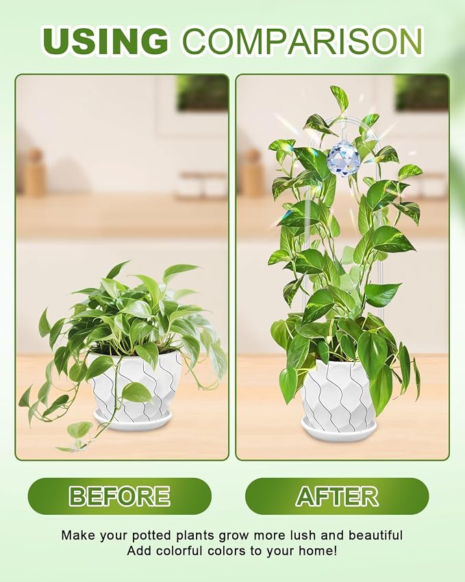 eZAKKA U-Shaped Acrylic Plant Trellis, 2 Pcs Hoya Trellis for Supporting Potted Climbing Plants Potted Ivy Indoor Outdoor with 2PCS Crystal Sun Catcher,4.7 x 11.8in