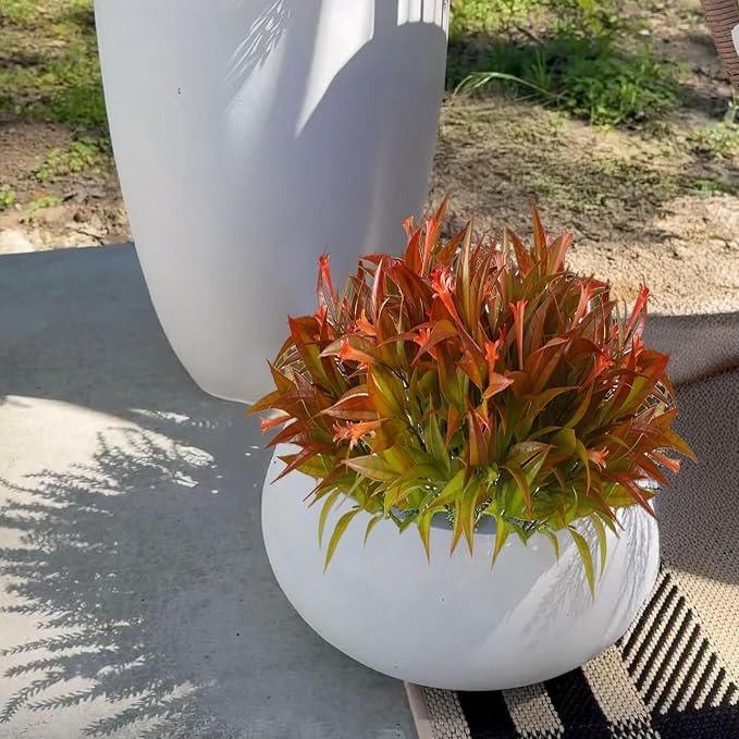 Fake Outdoor Plants 4 PCS Faux Plants for Outdoor Planters Fake Ferns Plastic UV Resistant Artificial Grass Plant Fake Patio Plants Home Garden Front Porch Yard Decor