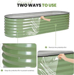 G GOOD GAIN Raised Garden Beds - 6x2x1.4ft Galvanized Planter Boxes Kit with Protective Tape & Gloves & Tools | Oval Metal Outdoor Raised Bed for Gardening Vegetables, Fruits, Flowers, Herbs, Oliver