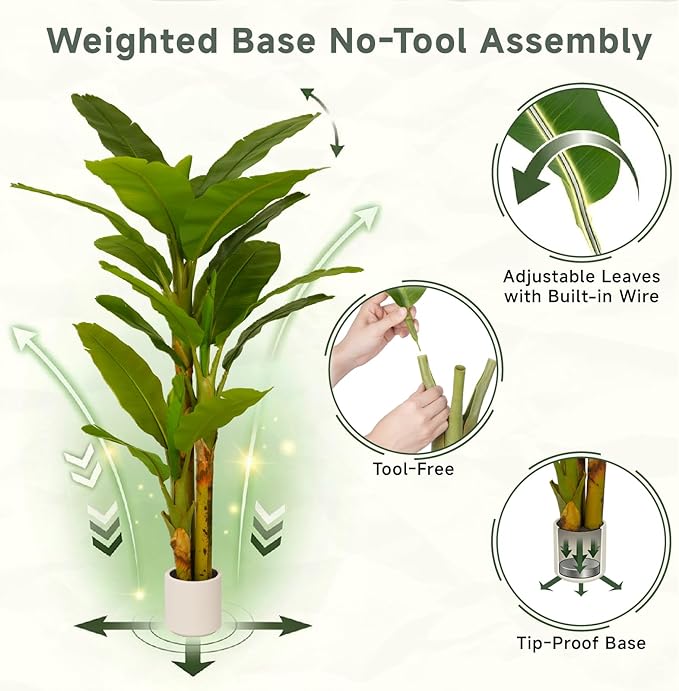 7ft Artificial Banana Tree Extra Tall Fake Plants Indoor for Living Room Large Faux Tree High End Realistic Floor Plant Big Silk Tree for Home Office Pet Friendly Large Indoor Plant Tropical Decor