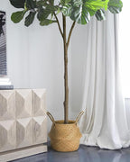 Artificial Fiddle Leaf Fig Tree 6FT - Large Fake Tree with White Planter&Basket, Tall Faux Ficus Lyrata Tree Floor Plants for Indoor Home Decor Office Living Room Housewarming Gift, 1Pack