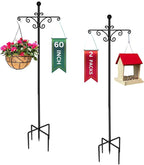 LaLaGreen Shepherd Hooks Outdoor (60 Inch, 2 Pack) Hook for Hanging Flower Basket for Plants, Black Tall Heavy Duty Hanging Stakes Plant Hanger Bird Feeder Outside, Lantern, Wind Chime, Garden Decor