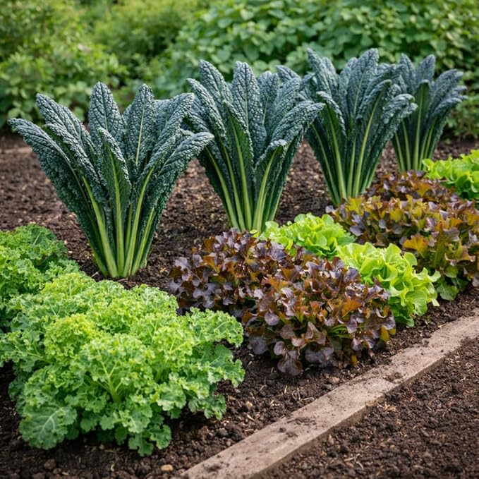 Black Tuscan Lacinato Kale Seeds – Dark Blue-Green Leaves with Upright Growth for Home Gardens, Raised Beds & Containers