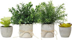 4 Pack Small Fake Plants in Pot for Home Decor, Artificial Plants Indoor, Small Faux Succulents Plants Indoor for Bathroom Bedroom Kitchen Office Farmhouse Room Shelf Decor