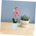 Ipetboom Realistic Artificial Potted Orchid Plant for Home Office Decor Lightweight Portable Fake Orchid Tabletop Decoration Maintenance Decorative Faux Potted Flower for Living and Gift