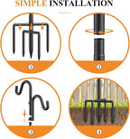 76" Double Hooks Heavy Duty Adjustable Bird Feeder Pole with Sturdy 5-Prong Base, Height Adjustable Shepherds Hook for Hanging Feeders, Plants, Solar Lanterns & Wind Chimes (2026 Upgrade)