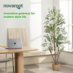 Olive Trees Artificial Indoor, 7FT Tall Faux Olive Tree with Moss and Planter, Artificial Plants Indoor with Natural Wood Trunk and Lifelike Fruits, Fake Tree for Home Office Living Room Decor