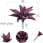 Fake Plants Artificial Agave Plants Indoor, UV Resistant Fake Agave Planters Outdoor Decorating Artificial Plants for Outdoors Decor Agave (2 Pack, 12.6' Purple) Spring Decorations for Home