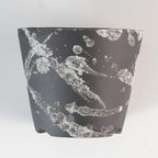 Wazakura Shigaraki Series Small Handmade Ceramic Bonsai Pot with Drainage Hole, Made in Japan, Garden Trainning Contanaire, Flower Succulent Houseplant Planter - White Brush Strokes
