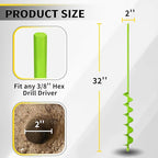 2"x32" Auger Drill Bit for Planting, Garden Auger for Planting Bulbs with Drill for 3/8" Hex Drive