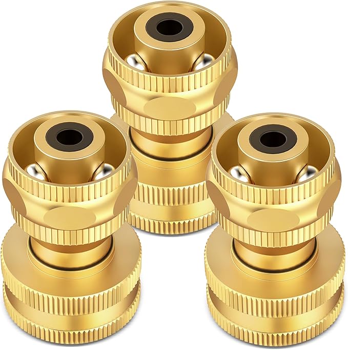 Twinkle Star Brass Hose Nozzle 3 Pack, 3/4 Inch Upgraded Heavy Duty Brass Power Nozzles, Adjustable Twist Pressure Sprayer for Garden, Patio