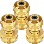 Twinkle Star Brass Hose Nozzle 3 Pack, 3/4 Inch Upgraded Heavy Duty Brass Power Nozzles, Adjustable Twist Pressure Sprayer for Garden, Patio