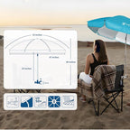 AMMSUN Chair Umbrella with Universal Clamp Adjustable 47 inches and 360° Swivel & UPF 50+ Protection Portable Sun Umbrella, Secure Clip on Camping/Beach Chairs, Stroller, Wheelchair, Golf cart, Lounger, Light Blue, 2 PACK