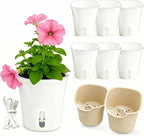 8 Pack 4" Mini Self Watering Pots for Indoor Plants, Small Clear Plastic Planters, Plant Watering Cups with Level Indicator Vents & Drainage Holes, Wick, for Seedlings, Cuttings, Herbs (8, 3 Inch)