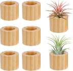 Bigmeta 6 Pcs Wood Air Plant Holder - 1.2" Rustic Style Airplant Display Stands for Women Gifts