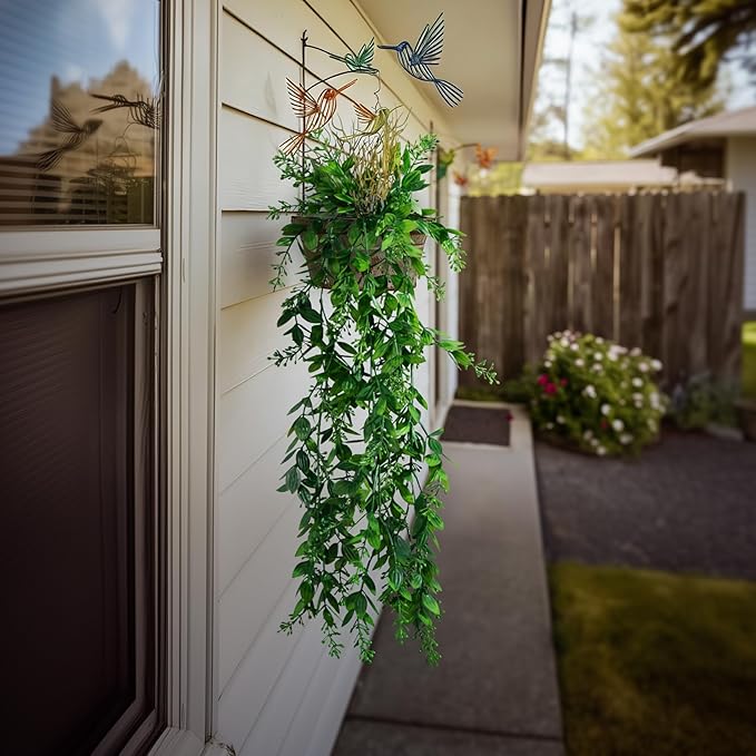 2 Pcs Faux Eucalyptus Vine Ivy Vine Artificial Hanging Plant Faux Plant Fake Potted Greenery for Wall Living Room Home Shelf Office Bathroom Outdoor Indoor Decor (Type 5)