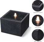 12.79” H Outdoor Water Fountain Made with Eco-Friendly Recyclable Materials, Polyethylene Square Bubbler Outdoor Fountain, Garden Decor with LED Light for Patio, Porch, Backyard