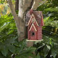 Glitzhome Blue Bird House, 12" H Solid Wood Bird House for Outside, Distressed Cottage Garden Decorative Birdhouse Hanging Bird House for Outdoors,Red