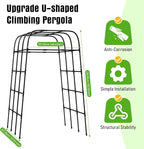 Garden Trellis Arch 7FT PP-Coated Stainless Steel Metal Extra Tall Cucumber Trellis Arch Garden Arch Trellis for Climbing Plants Outdoor Vegetable Trellis with Trellis Netting