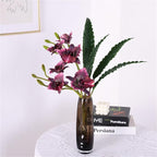 2-Pack 21in Spring Artificial Orchid, Oil Painting Style Romantic Fake Flowers, Wedding Home Decor, Living Room Table Centerpiece, Festival Artistic Display(Dark Purple)