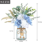 Faux Flowers with Vase,Artificial Silk Flowers in Vase, Fake Plant Eucalyptus and Willow,Flower Arrangement for Home Farmhouse Dining Table Centerpiece Decorations Coffee Table Decor (Dusty Blue)