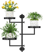 Rotating Window Plant Shelf Wall Plant Shelf Indoor Metal Plant Stand Window Shelves for Plants 3 Tier Plant Stand Wall Plant Holder Wall Planters for Indoor Plants, Outdoor Plant Stands for Patio, Black