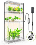 Indoor Greenhouse with Grow Light and Shelves - 4 Tier Plant Stand with Grow Light, Zippered PVC Cover and 3 Dimmable 1.8FT 60W Grow Lights with Timer, 30" L X 14" W X 59" H, Black