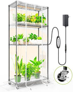Indoor Greenhouse with Grow Light and Shelves - 4 Tier Plant Stand with Grow Light, Zippered PVC Cover and 3 Dimmable 1.8FT 60W Grow Lights with Timer, 30" L X 14" W X 59" H, Black