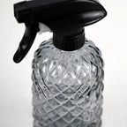 12Oz Glass Plant Spray Bottle, Gem Pattern Glass Sprayer, Watering Can with Black Plastic Top Pump, Handheld Watering Can for Indoor Outdoor Potted Plants and Greenery (Grey)