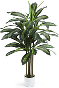 Artificial Dracaena Tree 4FT Fake Plant with White Small Planter Faux Silk Tall Floor Plant in Pot Artificial Tree for Home Office Living Room Decor Indoor