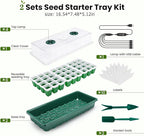 Pattiumo 2 Packs Seed Starter Tray with Grow Lights, 72 Cells Silicone Seed Starter Kits with Humidity Dome, 3 Lights for Seed Starting, 4 Timing Set, 8 Full Spectrum Germination Kit for Plant Seeds