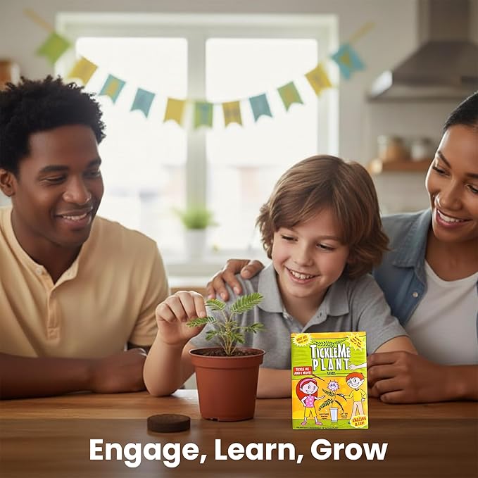 Easter Basket Stuffer – TickleMe Plant Party Favors (2 Pack) – Plant that Moves! Leaves Fold When Touched & Reopen – Kids Grow Kit with Seeds – Fun STEM Gift, Birthday Party Favor